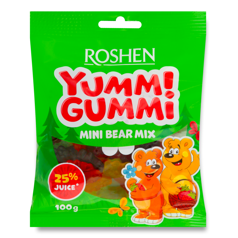 Конфеты Желейные Mini Bear Mix Yummi Gummi Roshen м у 100г Украина