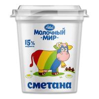 Сметана Молочный Мир 15% 350гр Стак