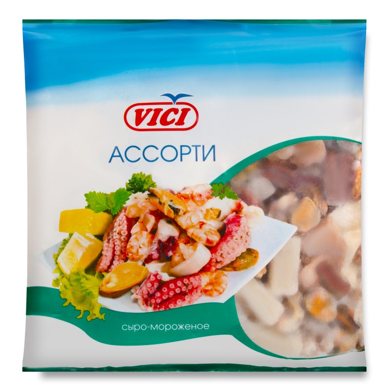 Ассорти vici. Вичи ассорти из морепродуктов. Ассорти из морепродуктов с/м, Vici, 400 г.. Замороженные морепродукты. Морской коктейль Вичи замороженный.