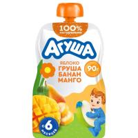 Пюре Фруктовое Агуша 6мес ябл/груш/бан/манг 90гр д/п