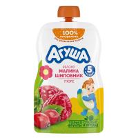 Пюре Для Детей от 5мес фруктово-ягодное яблоко-малина-шиповник Агуша д/п 90г