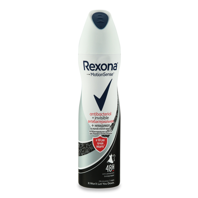 Антиперспирант Аэрозоль antibacterial+invisible Rexona 150мл ...