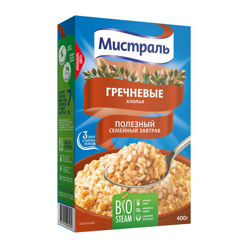 Хлопья Мистраль Гречневые 400гр Кор (Ресей/Россия) купить оптом ...