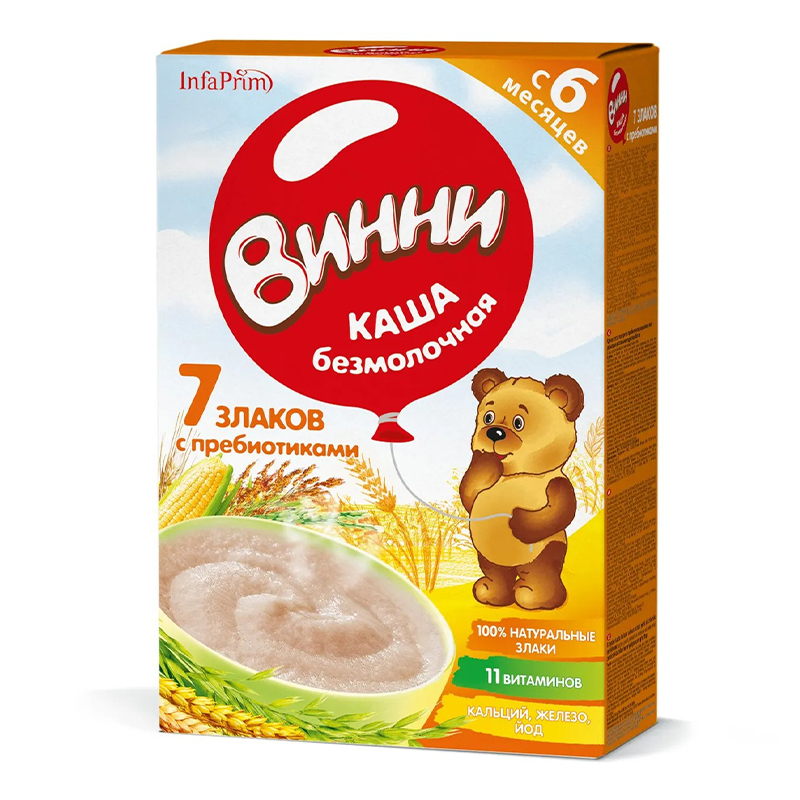 Каша Винни Безмолочная 7 Злаков с Пребиотиками 200гр Кор (Ресей/Россия ...