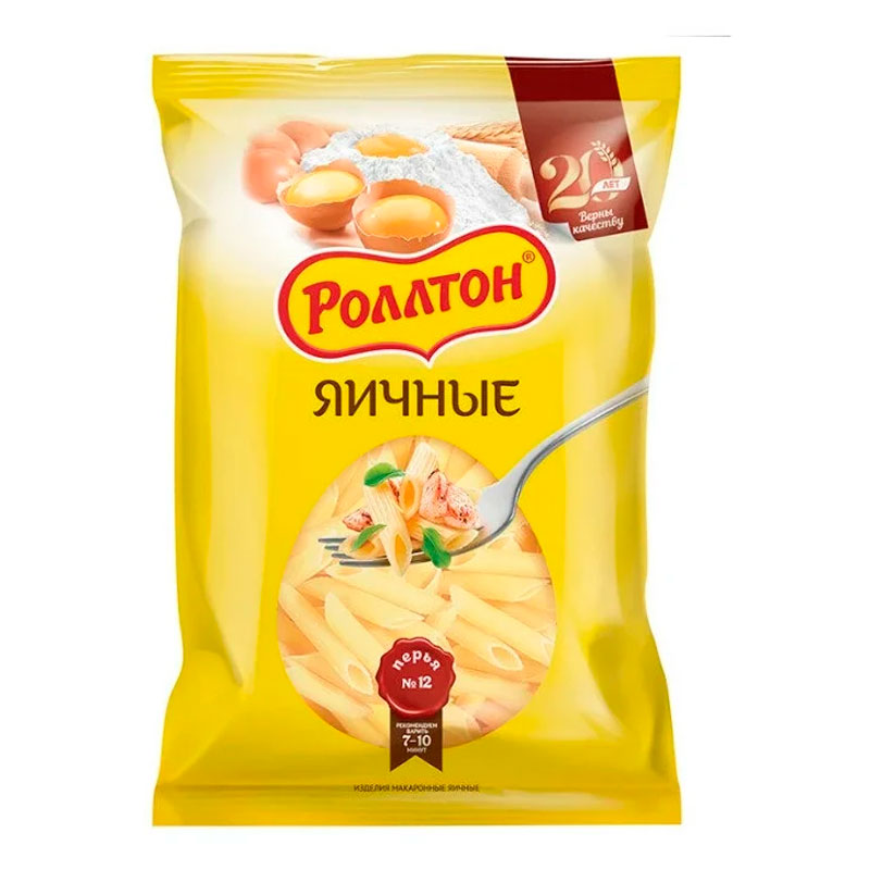 Макароны Роллтон Яичные Перья #12 400гр п/п (Ресей/Россия) купить оптом ...