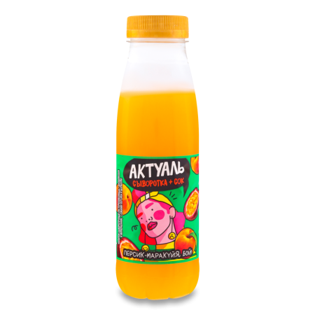 Напиток Актуаль сыворотка+сок персик-маракуйя 310мл п/б
