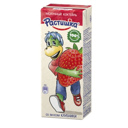 Коктейль Danone Растишка Мол со Вкусом Клубн 2,0% 210гр тт/б