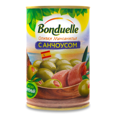 Оливки с Анчоусом Мансанилья Bonduelle ж/б 300г