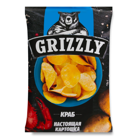 Чипсы Натуральные Картофельные Краб Grizzly м/у 110г