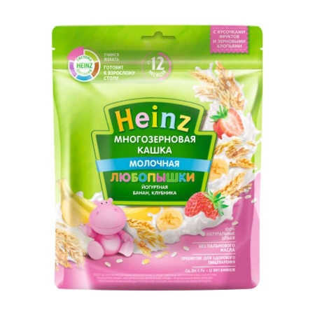 Каша Heinz Любопышки Многозерновая Йогуртная банан/клубника 12мес+ 200гр стаб/б