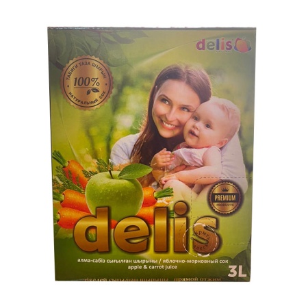 Сок Delis яблочно-морковный Прям Отжима 3л бб