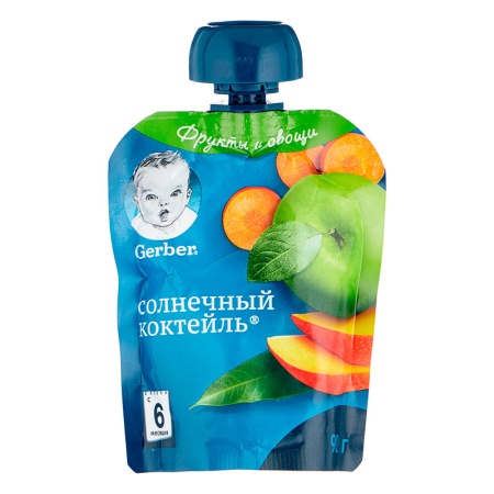 Пюре Gerber Солнечный Коктейль 6мес+ 90гр д/п