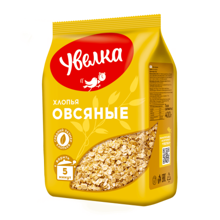 Хлопья Увелка Овсяные 400гр п/п