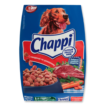 Корм Сухой Для Взрослых Собак Всех Пород с Говядиной по-домашнему Сытный Мясной Обед Chappi м/у 600г