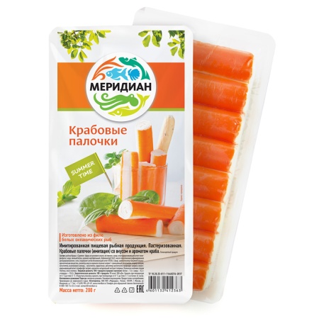 Крабовые Палочки Меридиан Summer Time 200гр в/у Крабовые Палочки Меридиан Summer Time 200гр в/у