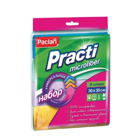 Салфетки Paclan Practi д/уборки из Микрофибры 30*30см 4шт