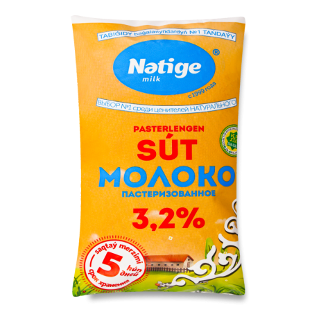 Молоко 3.2% Пастеризованное Nәtige м/у 900мл