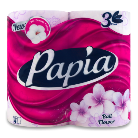 Бумага Туалетная Papia Bali Flower 3-слойная 4шт гр/уп