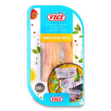 Сельдь Филе в Масле с Пряностями Лимонный Перец Vici п/у 240г