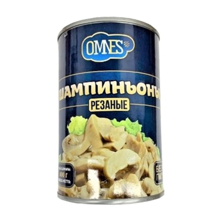 Шампиньоны Omnes Консервированные Резаные 400гр ж/б