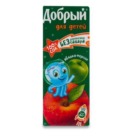 Сок Для Детей от 5мес яблуко-персик Добрый т/п 0.2л