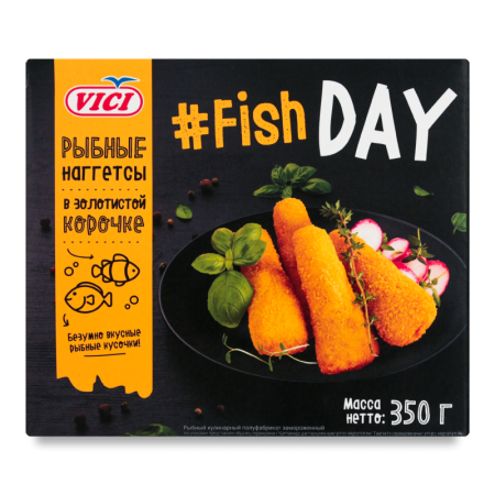 Наггетсы Рыбные в Золотистой Корочке Fish Day Vici к/у 350г