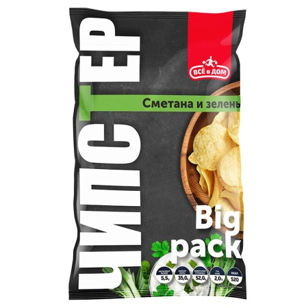 Чипсы из Натурального Картофеля Сметана и Зелень Всё в Дом м/у 150г