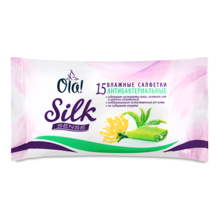 Салфетки Влажные Антибактериальные Очищающие Silk Sense ola! 15шт