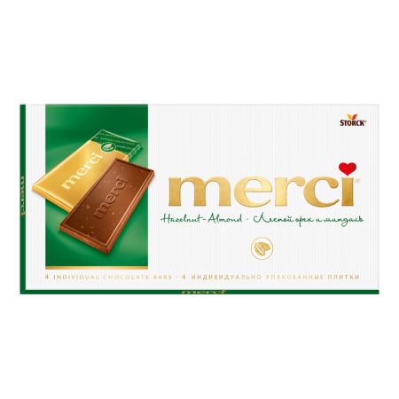 Шоколад Merci Молочный орех/миндаль 100гр Кор