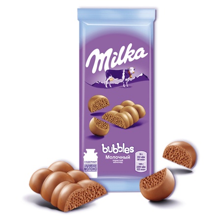 Шоколад Milka Bubbles Мол Пористый 76гр Кнврт