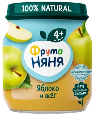 Пюре Для Детей от 4мес Яблоко Фрутоняня с/б 100г