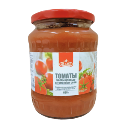 Томаты Всё в Дом Неочищенные в Томатном Соке 680гр с/б