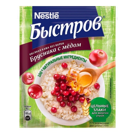 Каша Nestle Быстров Овсяная Брусника с Медом 40г Саше
