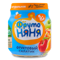 Пюре Фрутоняня Фруктовый Салатик 5мес+ 100гр с/б Пюре Фрутоняня Фруктовый Салатик 5мес+ 100гр с/б