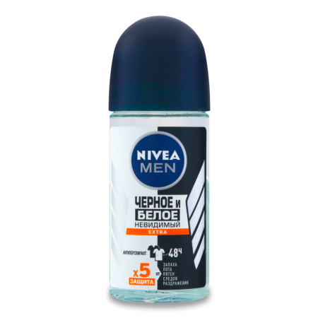Антиперспирант Nivea Men Extra Невидимая Защита д/черного и Белого Ролик 50мл фл