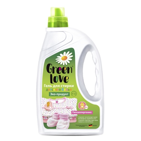 Гель Green Love д/стирки Дет Белья 1350мл Кан