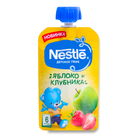 Пюре Nestle Детское яблоко/клубника 6мес 90гр ch/p