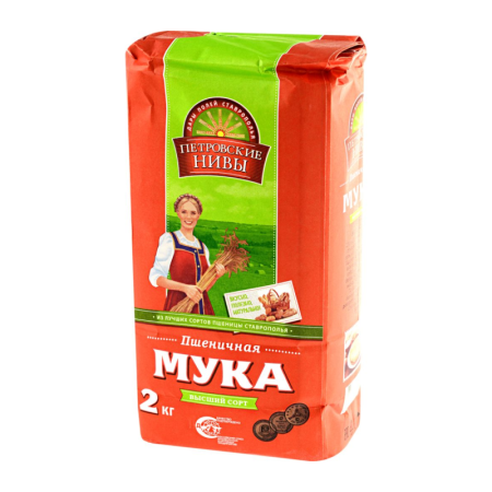 Мука Петровские Нивы Пшеничная в/с 2кг стаб/б
