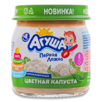 Пюре Для Детей от 4мес Цветная Капуста Агуша с/б 80г Пюре Для Детей от 4мес Цветная Капуста Агуша с/б 80г