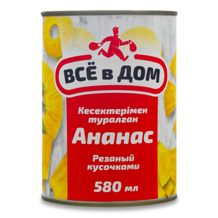 Ананасы в Сиропе Кусочками Всё в Дом ж/б 580мл