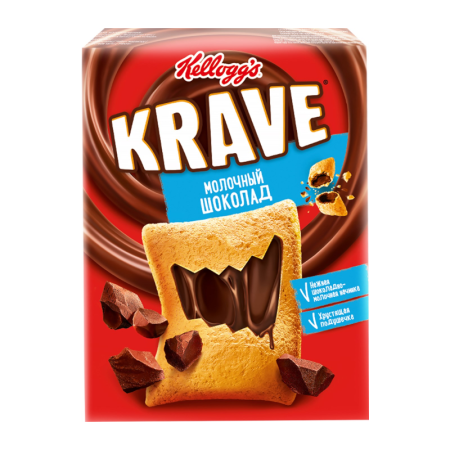 Подушечки kellogg's Krave Хрустящие Молочный Шоколад 220гр Кор