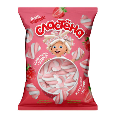 Зефир Сластена Клубничное Мороженное 75гр Пэт