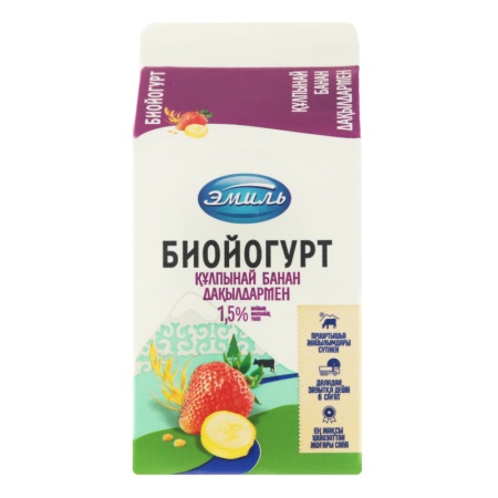 Биойогурт 1.5% клубника-банан-злаки Эмиль т/п 500г