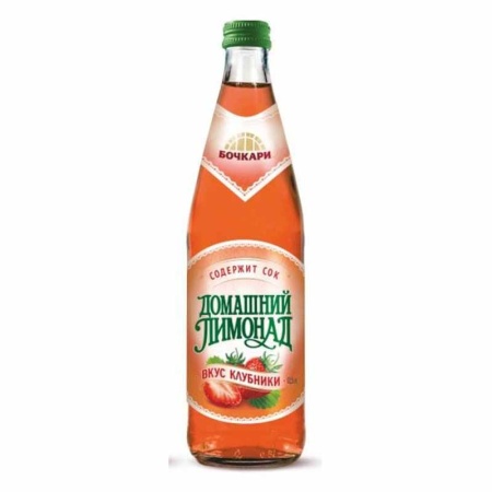 Напиток Бочкари Лимонад Клубника Газ 0,5л с/б
