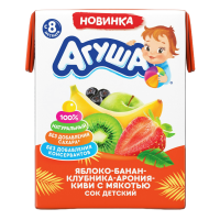Сок Агуша яблоко/банан/клубника/арония/киви с Мякотью 8мес+ 200мл Tba Сок Агуша яблоко/банан/клубника/арония/киви с Мякотью 8мес+ 200мл Tba