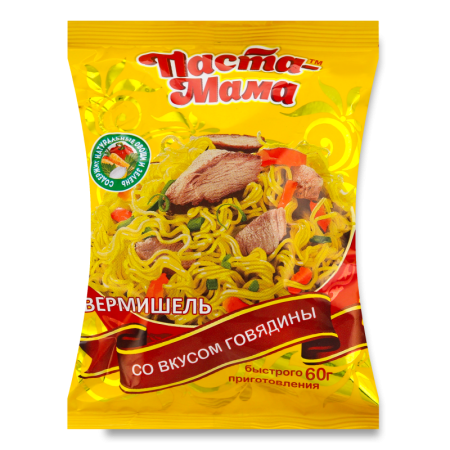Вермишель Быстрого Приготовления со Вкусом Говядины паста-мама м/у 60г