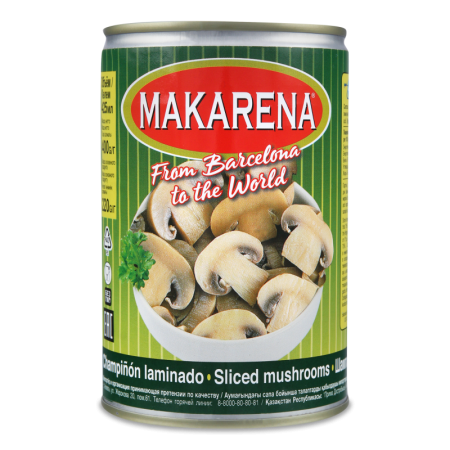Шампиньоны Резаные Makarena ж/б 280г