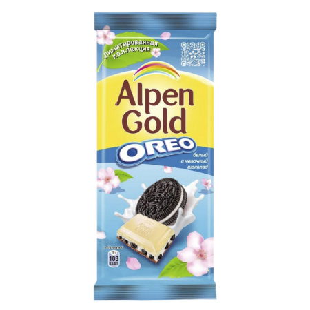 Шоколад Alpen Gold Oreo Белый и Молочный Шоколад 90г фл/п