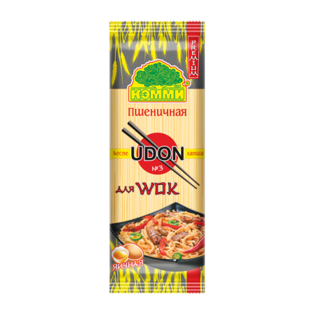 Лапша Кэмми Premium Udon №3 д/wok Яичная 250гр фл/п