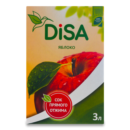 Сок Прямого Отжима Яблоко Disa т/п 3л